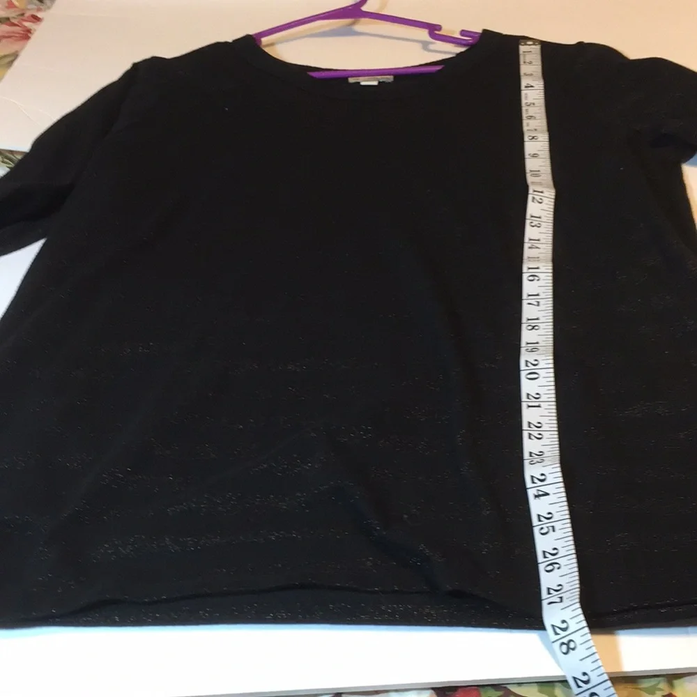 Gap Black with Metallic Stripes 3/4 Sleeve Top Tunic Tee Size XL - Picture 10 of 12